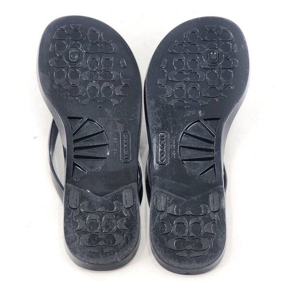 COACH Lyra Women's Black Jelly Signature Thong Sandals Flip Flops - Picture 6 of 7